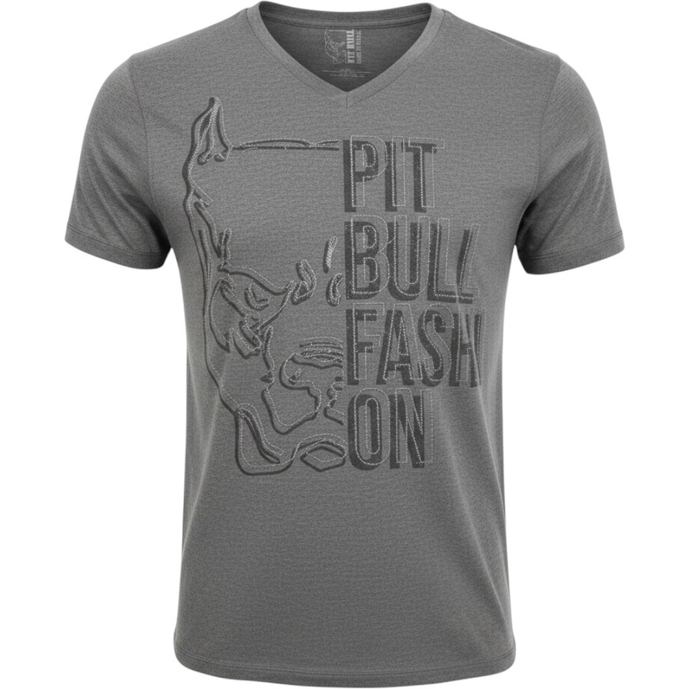 Pit Bull Jeans Brazilian Luxury Fashion Men Gray V-Neck Graphic T-Shirt L 62525
